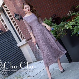 花柄総レースマキシ丈シンプルワンピース | 中国♡韓国スタイルの輸入パーティードレス通販『ChuChuDRESS(シュシュドレス)』