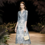 花柄刺繍総レースシンプルワンピース ME002