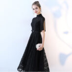 ハイネック総レースミディアムドレス RM007