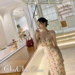 カラフルな花柄がキュート☆チューブトップスリムワンピース XQ063