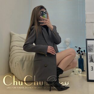ミドル丈☆ダブルブレストブレザージャケット 全2色 XQ156