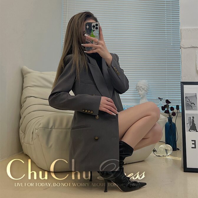 ミドル丈☆ダブルブレストブレザージャケット 全2色 XQ156