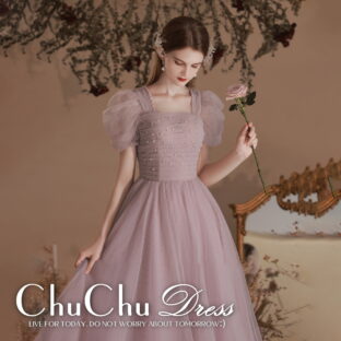 パール装飾☆上品パープルエレガントロングドレス OJ022