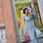 チャイナドレス風★花柄ジャガードワンピース XQ072