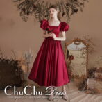 バルーン袖☆リボン付大人かわいいプリンセスドレス OJ024