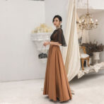 ロングドレス☆ふんわりケープ付きおしゃれベアトップワンピ MN004