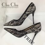 ハイヒール10cm パーティー&結婚式 レースメッシュ加工 BT001